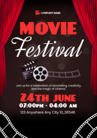 Movie Festival — Cinematic Film Screening Event Poster | Editable Template A2