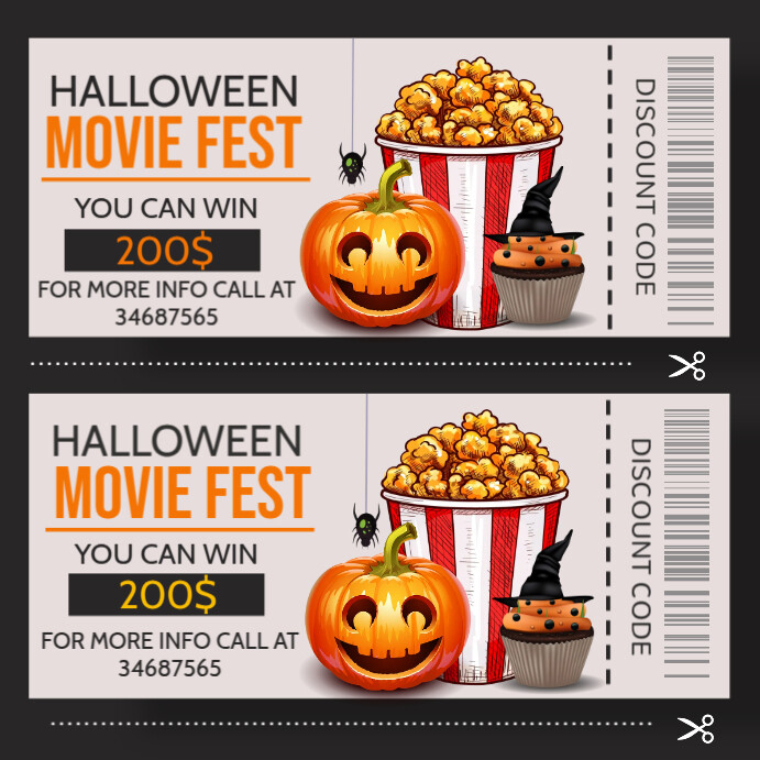 Movie film gift voucher Instagram-opslag template