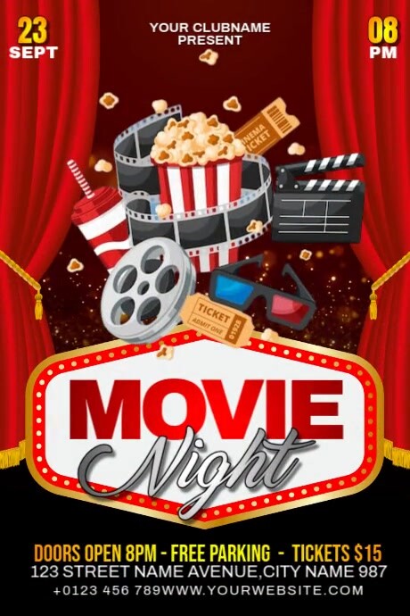 Movie Night Template | PosterMyWall Movie Night Template | PosterMyWall