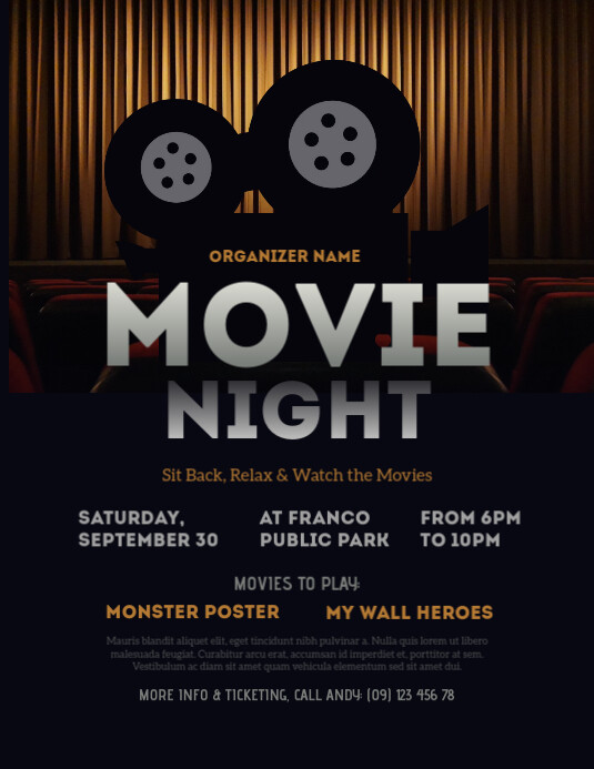 Movie Night Flyer Template PosterMyWall Movie Night Flyer Template PosterMyWall