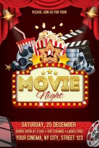 Movie Night Flyer Banner 4' × 6' template