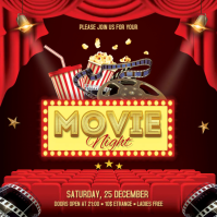 Red Movie Night Event Instagram Post Template