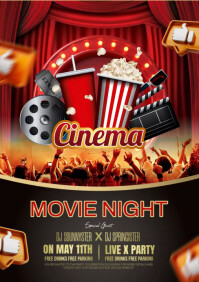 Movie night flyer A5 template
