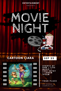 Black Movie Night Poster Template