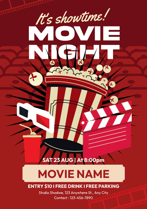Movie Night Email Example Movie Night Flyer Template | PosterMyWall