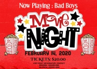 movie night now playing Postcard template