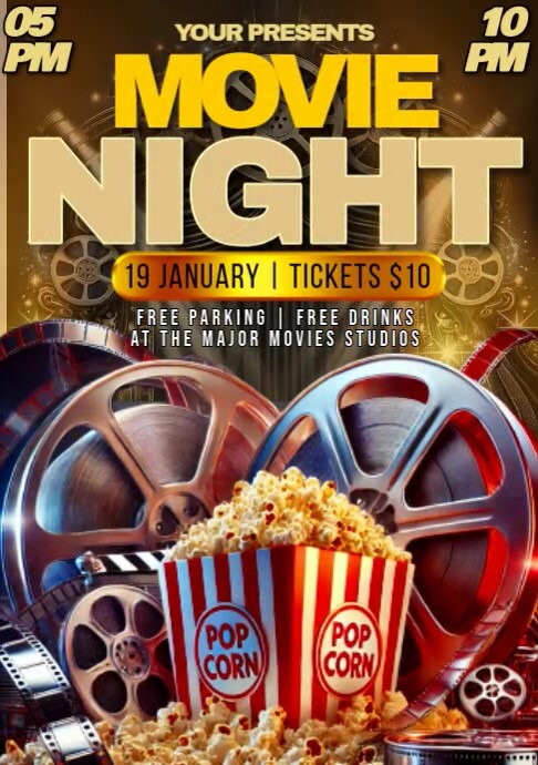 Movie Night Party A4 template