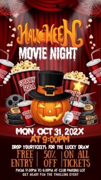 Czerwony Halloween Movie Night Instagram Story Template