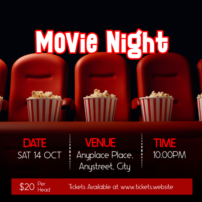 Movie Night Poster Instagram Plasing template