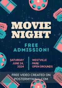 Movie Night Poster A5 template