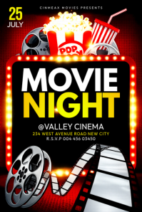 Black Movie Night Event Poster Template
