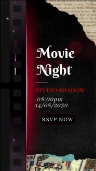 Movie Night Video Template Display digitale (9:16)
