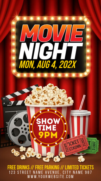 Movie Party Instagram Story Template | PosterMyWall