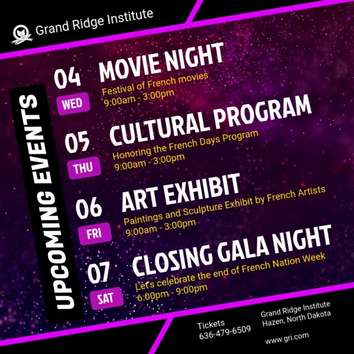 Movie Schedule Purple Schedule Table Video Template PosterMyWall