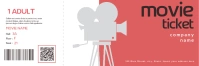 movie ticket advertisement pink and white col Banner 2' × 6' template
