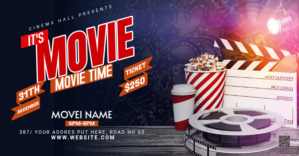 Black Movie Night Facebook Group Cover Photo Template