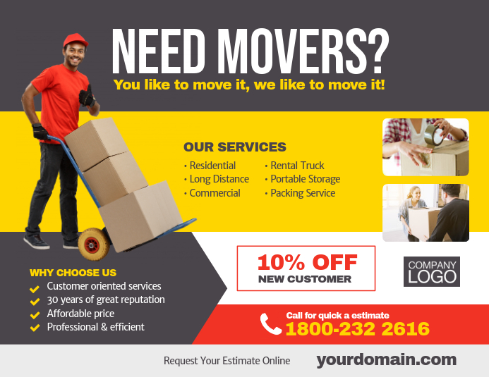 Moving Company Service Flyer ใบปลิว (US Letter) template