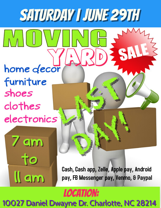 Moving Sale, Yard Sale Template PosterMyWall