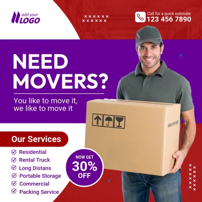 Moving Service Ad Instagram Post template