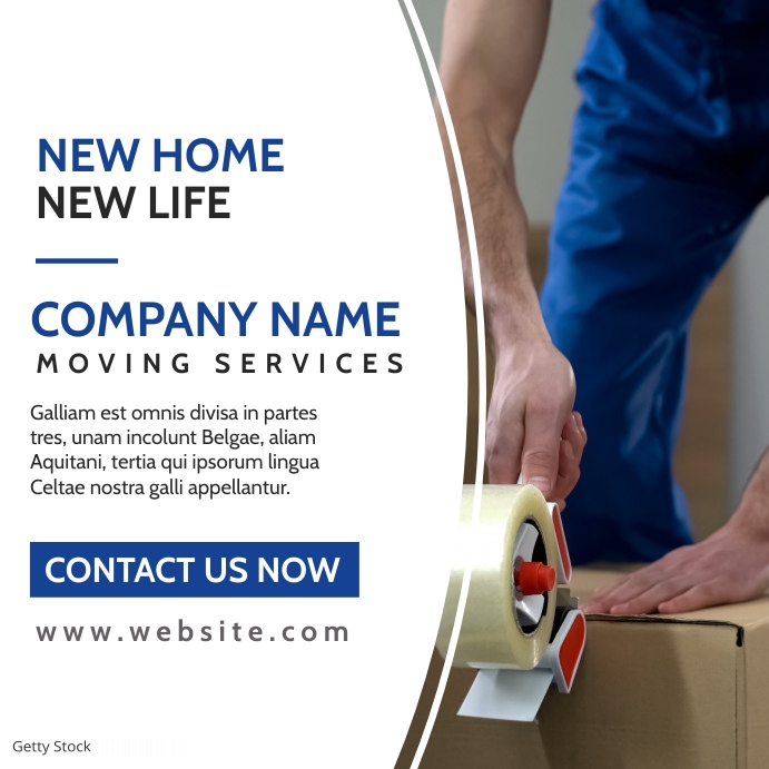 moving services advertisement blue and white Template | PosterMyWall