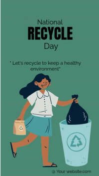 สีเทอร์ควอยซ์ National Recycle Day Instagram Story Template