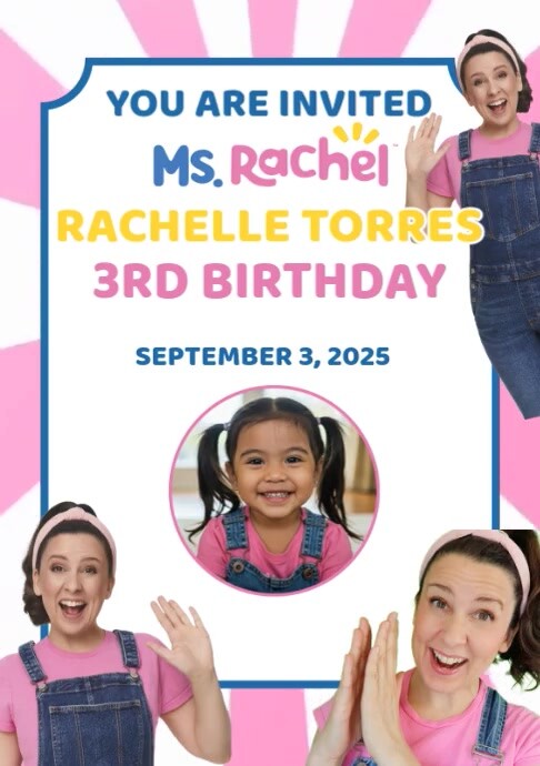 Plantilla de Ms. Rachel Birthday Invitation | PosterMyWall