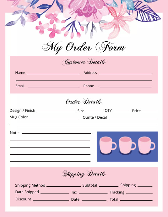 Purple Printable Order Forms 100% Editable Order Form Template | Craft