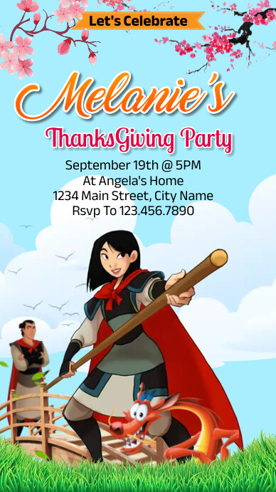 Mulan Disney Princess Birthday Template | PosterMyWall