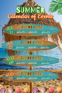 Multi Color List-Based Summer Events Poster template