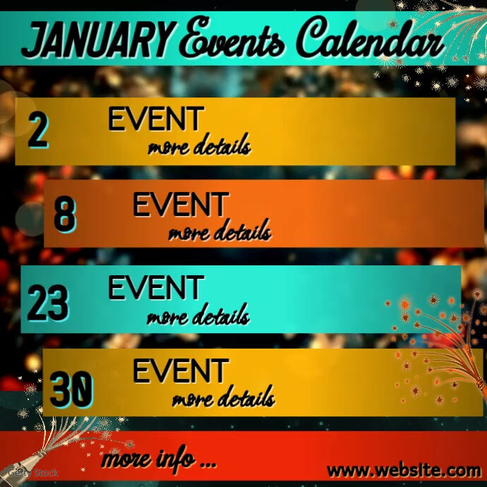 Multi Colored List-Based January Calendar IG Post Instagram Plasing template