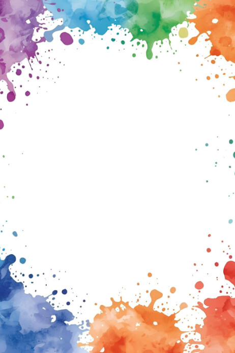 Multicolor paint splash background border Poster template