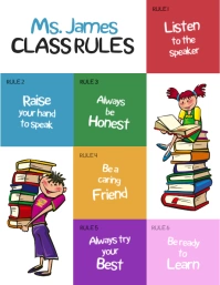 Multicolored Classroom Rules Poster Template Flyer (US-Letter)