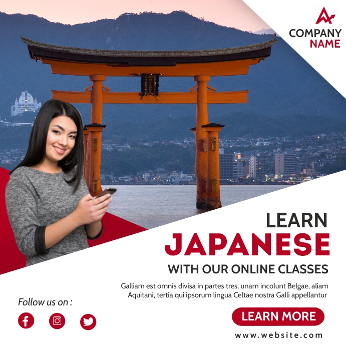 Japanese Course Post multipurpose japanese language classes Template | PosterMyWall