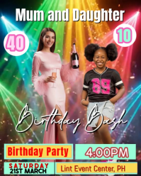 Mum and Daughter Birthday Bash Instagram Portrait Template