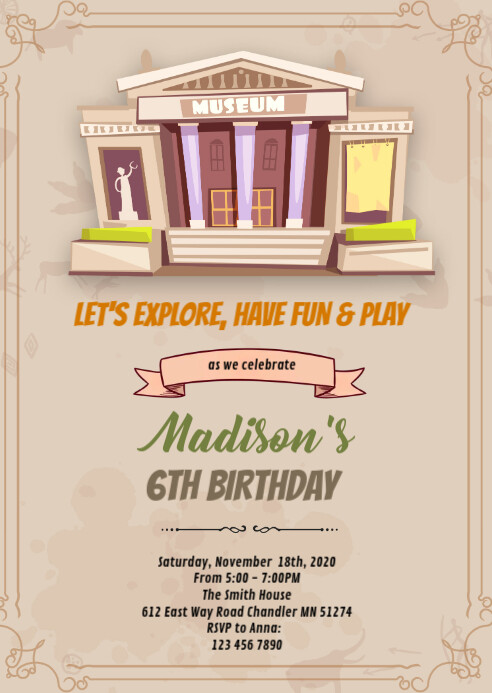 Copy of Museum birthday theme invitation | PosterMyWall