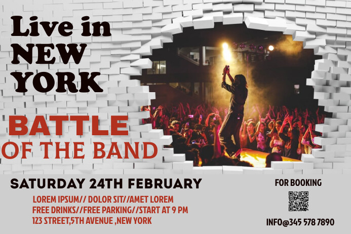 music ,battle of bands, live, poster Plakat template