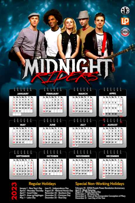 Music Band Calendar 2024 โปสเตอร์ template