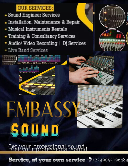 Music banner, music flyer, soundcheck flyer,sound service studio poster flyers template