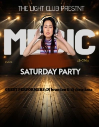 music club saturday party Folheto (US Letter) template