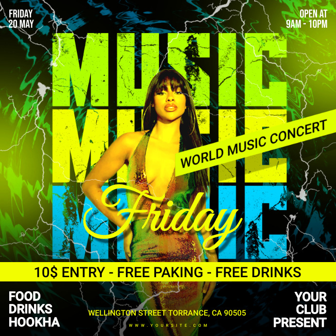 music concert party flyer Instagram Plasing template