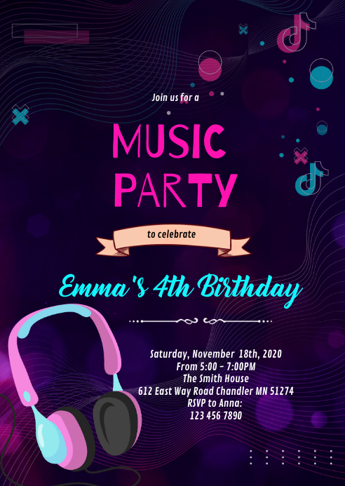 Music dance karaoke birthday invitation Template | PosterMyWall