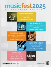 Music Event Festival Upcoming Events Calendar Schedule Video Flyer Folheto (US Letter) template