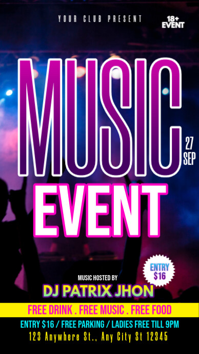 Music event poster Indaba yaku-Instagram template