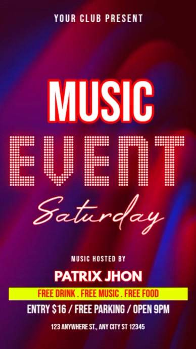 Music event saturday instagram reel Template | PosterMyWall