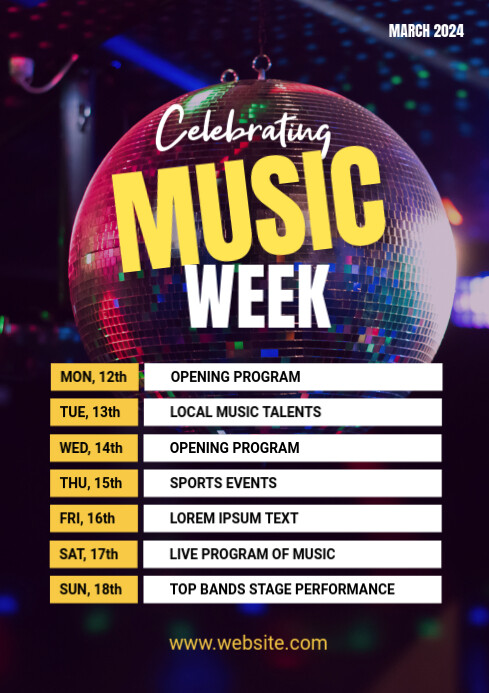 Concert Timetable Example Music Fest Event Schedule Template | PosterMyWall