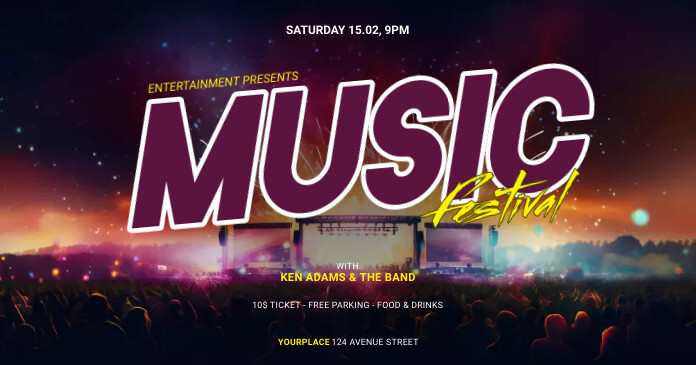 Music Festival facebook promo template | PosterMyWall