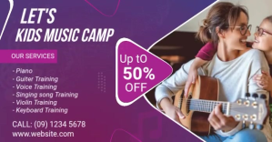 Purple Kids Music Camp Facebook Shared Image Template