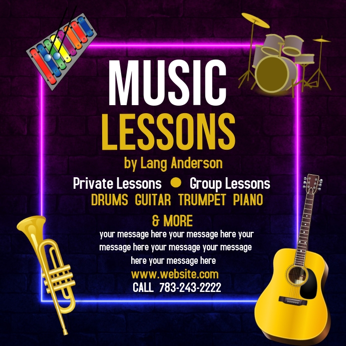 Music Lessons Label Music lessons, instrument lessons, music clas Template | PosterMyWall
