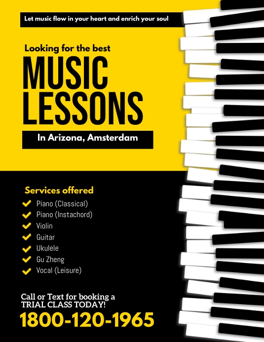 Music Lessons Class Flyer Template | PosterMyWall