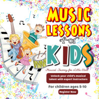 White Kids Music Lessons Instagram-opslag Template